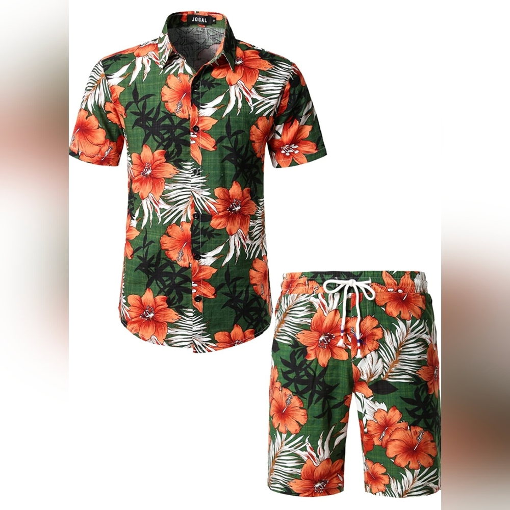 Like New Hawaiian Casual Shirt Suit - Button Down Shirt & Shorts - Size XL